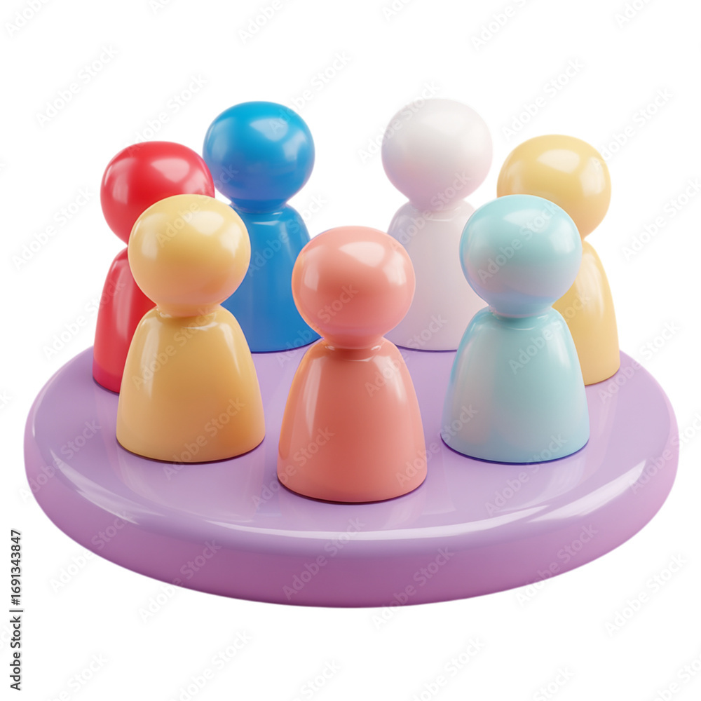 Obraz premium Colorful game pieces arranged in circle symbolize teamwork and collaboration in small business entrepreneurship