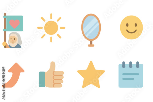 Ceremonial and Positive Icons. Flat vector mini-illustrations Elders in ceremonial procession in colors children's illustrations: