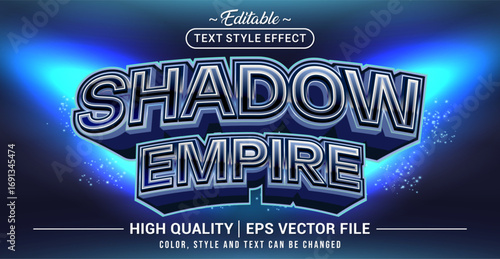 Editable text effect vector “Shadow Empire” with bold, dark, and dramatic style. Perfect for fantasy, gaming, poster, cinematic, and powerful design projects.