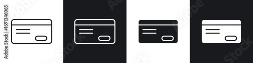 Photos Credit card icons collection in black and white filled and line versions