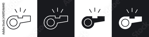Obraz na plátne Whistle icons collection in black and white filled and line versions