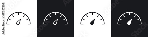 Bild auf Leinwand Tachometer icons collection in black and white filled and line versions