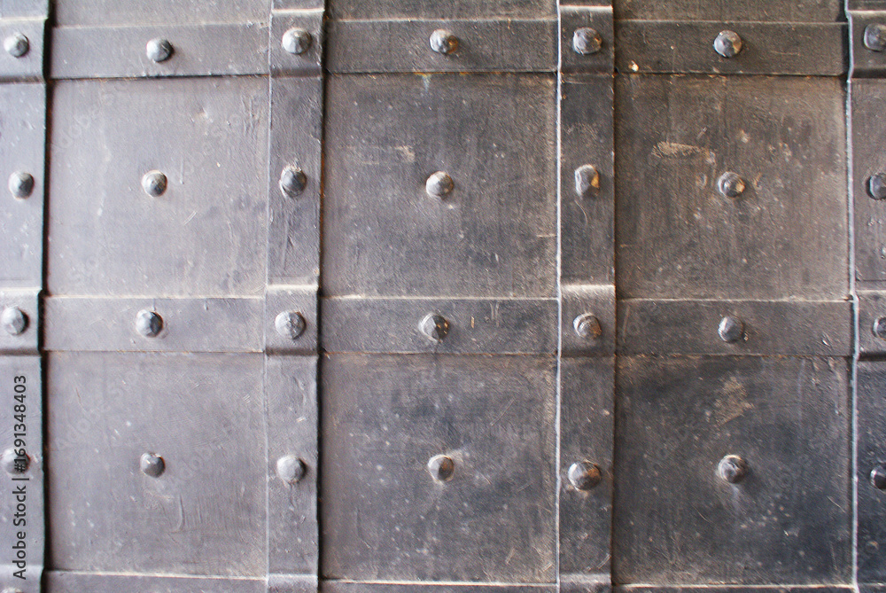 Fototapeta premium Beautiful historical iron gate in ancient fortress, doors.