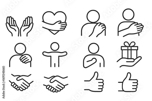 Diverse Iconography Sets. Outline icon set of rose petals in nature: fresh petal, wilted petal, dew-covered petal, dried petal,