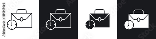 Schilderij op canvas Office time icons collection in black and white filled and line versions