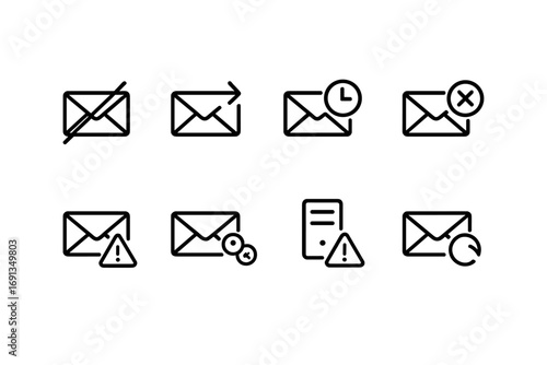 Email Alert Icons. Outline icon set of email alert categories: promotional email, social email, updates email, forum email,