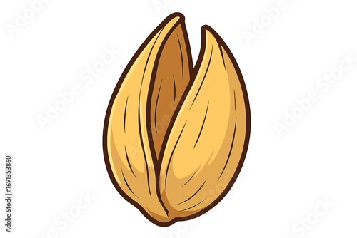 Pistachio nut shell isolated on white background. Open empty pistachio peel vector illustration. Healthy organic food snack concept. Cartoon style icon for graphic design.