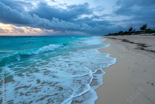 Tropical beach in Thailand with white sand blue sea and clear sky