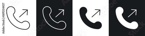 Bild auf Leinwand Call outgoing icons collection in black and white filled and line versions