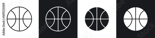 Fotografie Basketball icons collection in black and white filled and line versions
