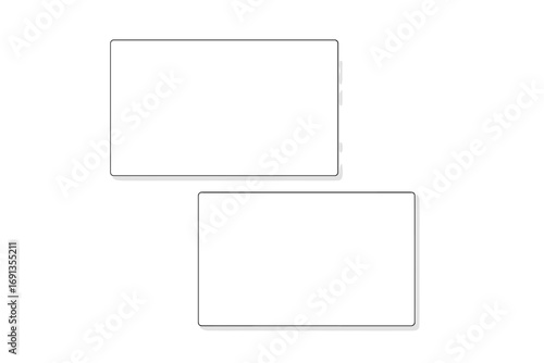 Minimal business card mockup with shadow overlay. Blank white paper template for branding identity presentation. Vector illustration for corporate design portfolio display.
