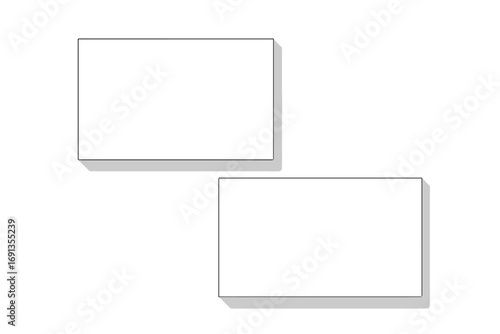 Minimal business card mockup with shadow overlay. Blank vector visiting card template for corporate branding identity presentation. White paper stationery set design.