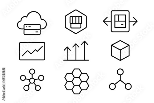 Cloud DevOps Icon Set. Outline icon set of cloud-native DevOps: cloud server, container pod, API gateway,