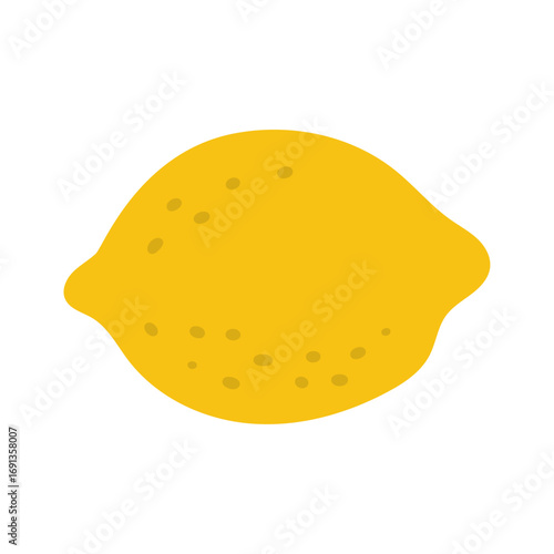 Bright yellow lemon fruit illustration with textured skin isolated on white background in flat cartoon vector style