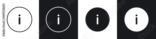 Foto info icons collection in black and white filled and line versions