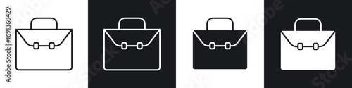 Quadro em tela Briefcase icons collection in black and white filled and line versions