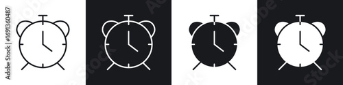 Foto Alarm clock icons collection in black and white filled and line versions