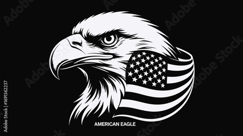 Eagle Head with American Flag Design
