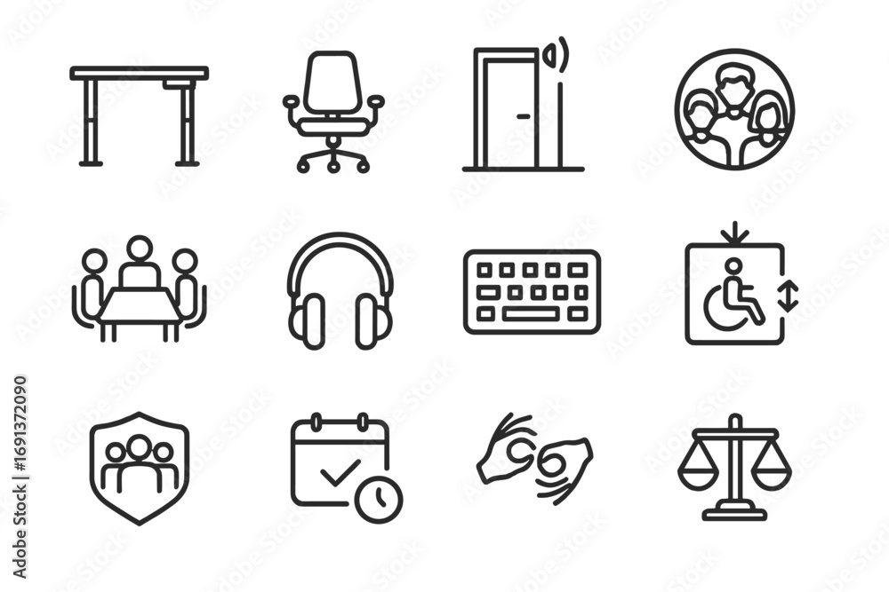 Fototapeta premium Inclusive Workplace Icons.