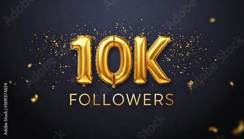 Gold balloons celebrating 10,000 followers