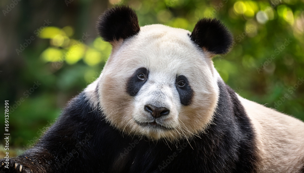 Obraz premium The Gentle Giant The Panda Plight And Conservation Efforts With Green Forest Background