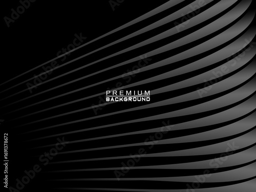 Abstract futuristic dark black background with wave design. Realistic 3d wallpaper with luxurious flowing lines. Perfect background for posters, websites, brochures, banners, applications, etc.