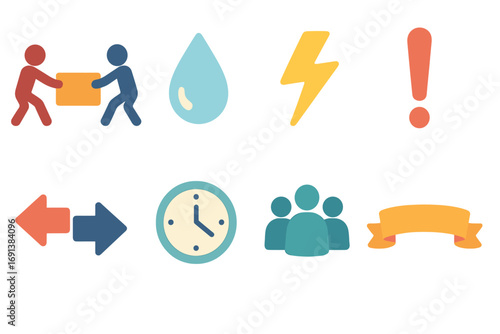 Power Struggle Icons. Flat vector mini-illustrations Power struggle showdown in colors children's illustrations: two silhouettes