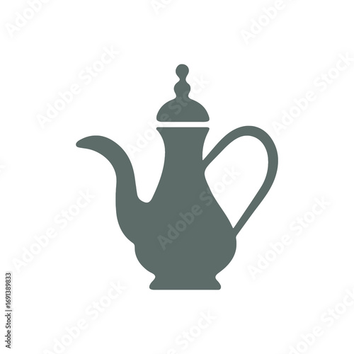 Elegant golden dallah Arabic coffee pot illustration