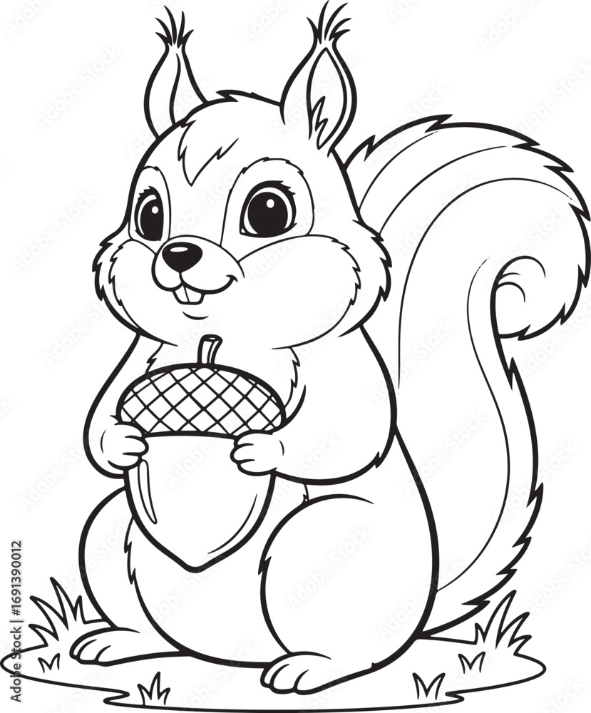 Obraz premium Squirrel coloring page for kids