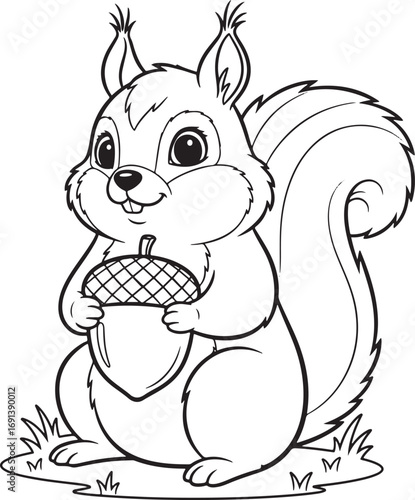 Squirrel coloring page for kids