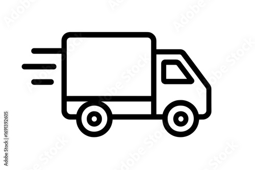 Delivery truck line icon. Fast shipping & express delivery concept. Logistics & transport symbol. Van & lorry graphic for cargo service. Outline vector for web & app design.