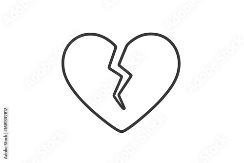 Broken heart thin outline icon. Heartbreak, love and relationship problem concept. Vector symbol of sadness, parting, divorce. Minimalist illustration for web, apps, card.