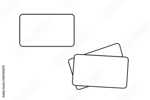 Minimal business card mockup set with shadow overlay on white background. Blank vector template for corporate branding identity. Clean, modern, professional design for contact info.