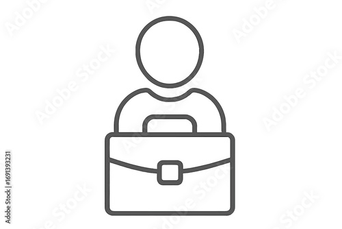 Businessman with briefcase line icon vector. Professional office worker, employee, staff symbol. Concept of career, job, employment, human resources, and recruitment.