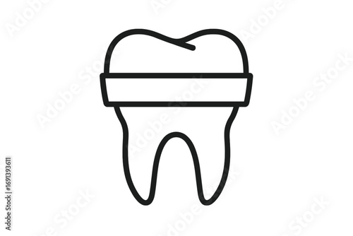 Dental crown line icon. Tooth restoration concept. Dentistry, stomatology symbol. Oral care and hygiene. Vector illustration for dentist clinic logo, web, apps. Tooth implant.