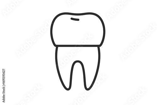 Dental crown line icon. Tooth restoration concept for dentistry, stomatology. Oral care and hygiene. Vector outline drawing for web, logo, app. Medical health symbol illustration.