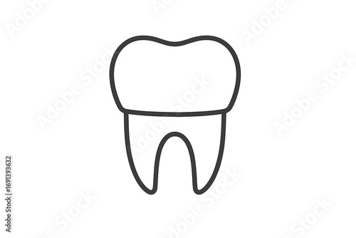 Tooth line icon vector. Dental health care symbol. Simple molar outline for dentist logo, dentistry clinic. Oral hygiene, tooth root, crown. Minimalist medical illustration.