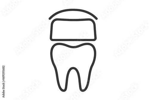 Minimalistic Linear Dental Crown Icon, Tooth Cap Symbol, Dental Restoration Sign for Web, Graphic Design, Medical Apps, Banners, Digital Marketing, Transparent Vector Illustration