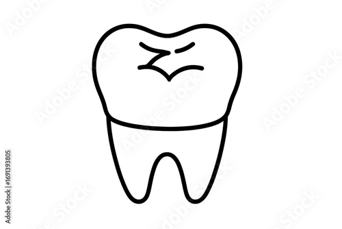 Dental tooth line icon. Molar crown simple vector outline. Dentistry and stomatology concept for clinic logo, web design, or medical app. Healthcare and oral hygiene.