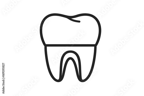 Dental crown outline icon. Tooth anatomy concept. Oral care and hygiene. Dentistry, stomatology symbol. Root, nerve and pulp. Medical healthcare graphic. Simple line vector illustration.