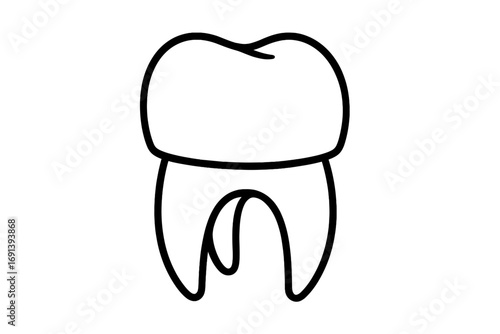 Dental crown outline icon. Tooth implant, stomatology graphic. Dentistry, dentist clinic symbol. Oral hygiene, health care concept. Healthy molar logotype. Vector line art.