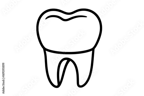 Tooth icon vector line art. Dental clinic logo symbol. Dentist molar illustration. Oral hygiene & healthcare graphic. Simple black outline drawing for web, app, design.