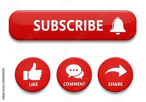 Wallpaper Mural Like Comment Share Subscribe Icons Stock Photos Torontodigital.ca