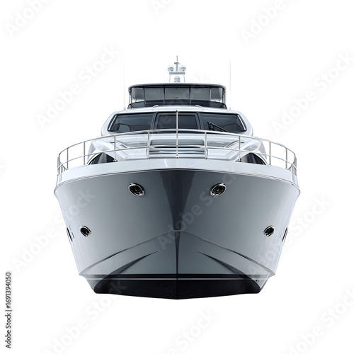 Luxury yacht, front view. Sleek, modern design isolate on white background