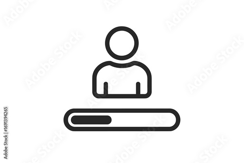 User profile progress bar icon. Account completion status. Loading indicator concept. Personal data processing. Skill level meter. User rating symbol for UI UX web design.