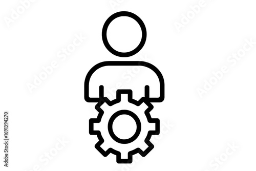 User management and settings icon. Staff profile configuration and technical support concept. Employee account, human resources process symbol for web and graphic design.