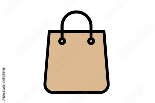 Shopping bag icon for retail and e-commerce. Concept of sale, purchase, and online store. Simple linear vector graphic for business, web, and app design. Consumerism sign.