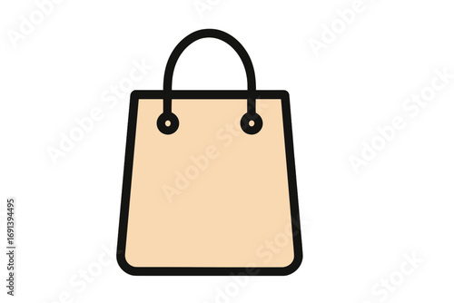 Shopping bag icon for online store, e-commerce, and retail concepts. Minimalist linear pictogram for web, graphic design, apps. Vector illustration for buy, sale, purchase.