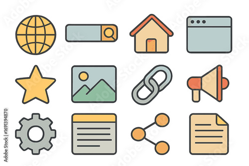 Simple linear filled color pencil icon, minimalistic design for web and graphic apps, banners, social network, cards, vector cartoon drawing tool, creative education symbol