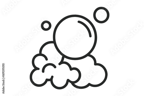 Soap suds and bubbles outline icon for cleaning. Vector foam and lather symbol. Simple linear illustration of washing, hygiene, bath, and laundry concept. Clean water.